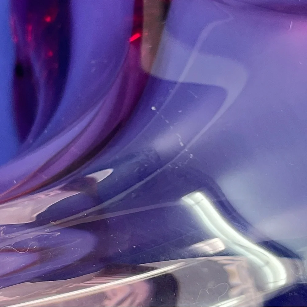 MCM Purple Glass Scalloped edge Bowl Vase